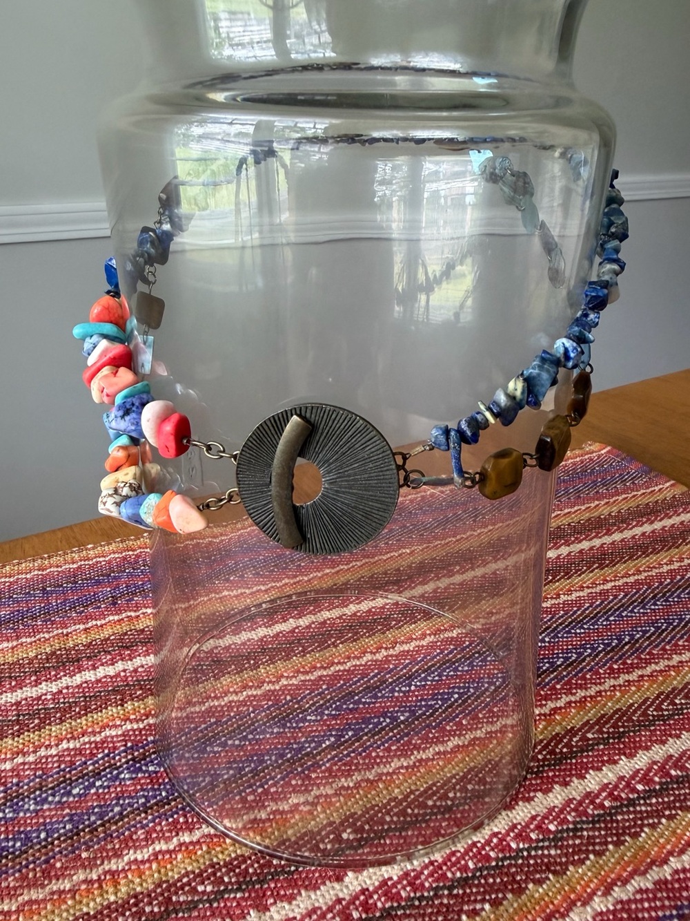 Multicolor Stone Bead Pendant Necklace - Picture 3 of 6